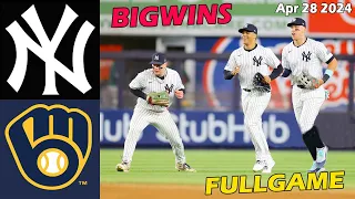 Yankees vs. Brewers  [FULLGAME] Highlights , Apr 28 2024 | MLB Season 2024