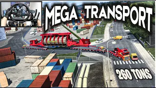 MASSIVE 260 TONS LOAD Across 3 HUGE BRIDGES - Euro Truck Simulator -  Moza R9 Mega Transport