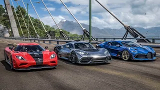 Forza Horizon 5 Drag race: Koenigsegg Agera R vs Mercedes-AMG One vs Bugatti Divo