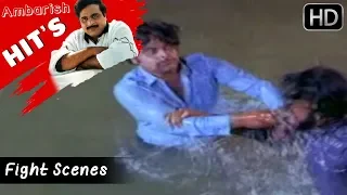 Best Fight Scene Of Ambarish And Sundar Krishna | Full HD Action Video | Antha Kannada Movie