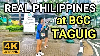 WALKING WET at BONIFACIO GLOBAL CITY | Light Rain Experience in MODERN Philippines [4K] 🇵🇭