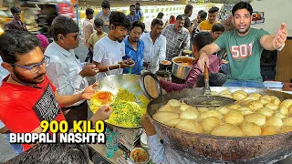 25/- Rs BHOPALI NASHTA Indian Street Food 😍 900 KG Poha Jalebi, Sev Makhan Samosa, Hyper Kachori