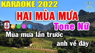 Hai Mùa Mưa Karaoke Tone Nữ Nhạc Sống 2022 | Trọng Hiếu