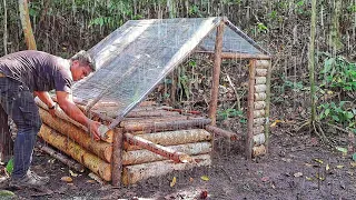 solo Camping hujan deras/membangun pondok di dalam hutan belantara.