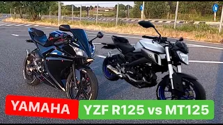 YAMAHA YZFR-125 VS YAMAHA MT-125 0-100KM/H