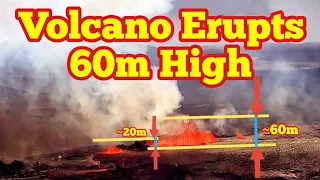 Meradalir Lava Erupts To 60 Meters In Iceland Meradalir Fagradalsfjall Geldingadalir Volcano