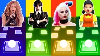 KAROL G Shakira - TQG vs Wednesday Addams vs Lady Gaga vs Squid Game Tiles Hop EDM Rush