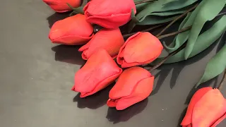 Делаем самый простой тюльпан/Creation:How to make flowers Tulip from foamiran/04.03.22