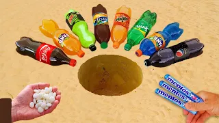Experiment !! Cola, Fanta, Pepsi, Lipton Tea, Sprite, Mirinda and Mentos Underground