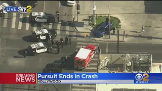 Woman Taken Into Custody After Pursuit Ends In Hollywood Crash