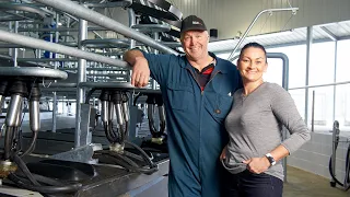 John and Debbie Moorby install Waikato Milking Systems' Centrus Composite Rotary Milking Platform