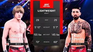 Paddy 'The Baddy' Pimblett vs Ilia Topuria FULL FIGHT - UFC 5 AI Simulation