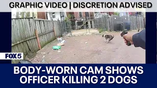 GRAPHIC VIDEO | Body-worn camera shows officer shooting, killing 2 dogs | FOX 5 DC