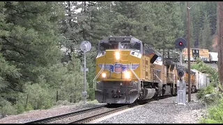 4K - Two Union Pacific Freight Trains On the Feather River Route May 30, 2023