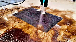 It was like a Shaggy sponge, so much dirt in the carpet | asmr cleaning | pressure washing