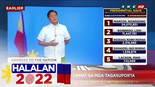 Marcos nagpapasalamat sa mga tagasuporta | HALALAN 2022 (10 May 2022)