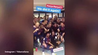 Barcelona Celebration in Dressing room After Wins Match by (3-0) Against Laliga Rival Real Madrid