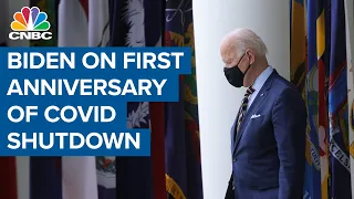 President Joe Biden addresses nation on first anniversary of Covid shutdown