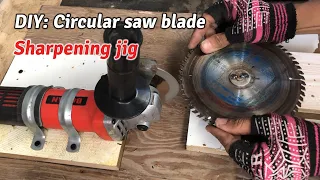 DIY: homemade  circular saw blade sharpening jig, using angle grinder and  diamond disk