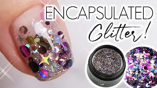 How To Encapsulate Chunky Glitter on Short Nails! | Hard Gel Watch Me Work