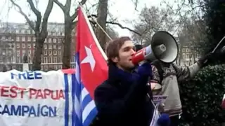 Demonstration In front Of Indonesia Embassy in London Asking Release Buctar Tabuni and Sebby Sambom