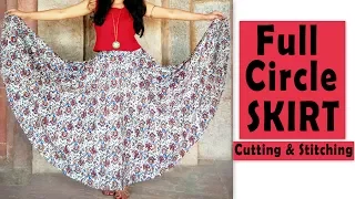Full Circle Skirt Cutting & Stitching | Full Flared Skirt Tutorial