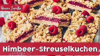 Himbeer-Streuselkuchen vom Blech ♡ Einfache Kuchen-Schnitten mit Haferflocken ♡ Veganes Rezept ♡