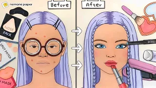 [💸paperdiy💸] Makeup change 💄 ASMR  Paper cosmetics 훈녀 변신 화장 paper play 종이놀이