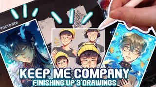 Keep Me Company As I Finish 3 more Drawings! |Real Time & No Talking