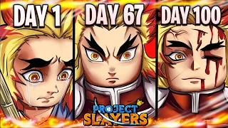 Spending 100 Days As RENGOKU In PROJECT SLAYERS...