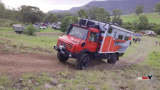 35 UNIMOGS in one place testing some climbs and wombat holes.