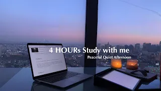 4 HOUR STUDY WITH ME| Sunset View| White Noise for Studying| POMODORO 50/10| Mindful Studying|