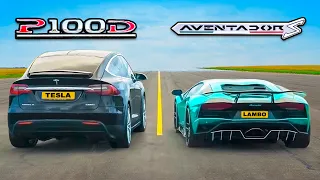 Lamborghini Aventador vs Tesla Model X - DRAG & ROLLING RACE - Can an EV SUV beat a supercar?