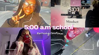 5 a.m school morning routine|chaotic|starbs|makeup routine|