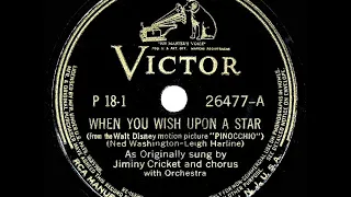 1940 HITS ARCHIVE: When You Wish Upon A Star - Cliff Edwards (78rpm “Pinocchio” soundtrack version)