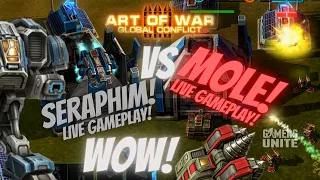 Seraphim VS Mole T2 Hero - WOW! Live Gameplay - Lets Play Art of War 3 - RTS Mobile Game