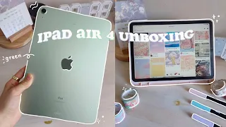 iPad Air 4 green aesthetic unboxing 🍎 | apple pencil 2 + accessories ✨