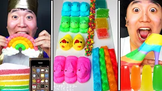 ASMR RAINBOW KOHAKUTO, EDIBLE iPHONE CHOCOLATE DESSERTS POP IT JELLY EATING SOUNDS MUKBANG