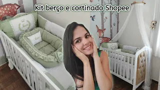 Berço do bebê/kit berço personalizado e cortinado da Shoppe/Mostrei tudo.