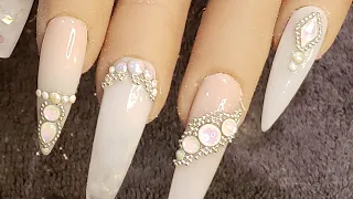 Wedding nails / ombre nails / bling nails / acrylic nails tutorial