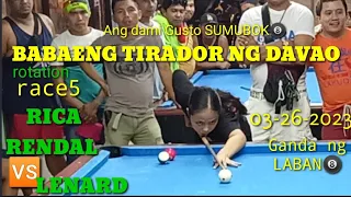 BABAENG TIRADOR NG DAVAO 🎱🏆 RICA RENDAL 🆚 LENARD ROTATION RACE5 PRIZE3.3K DAVAO CITY PHILIPPINES 🏆