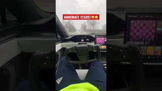 ⚠️ THIS is how YOU CRASH A TESLA 😩 SELF DRIVING THRU STORM 🤬😳 #Shorts