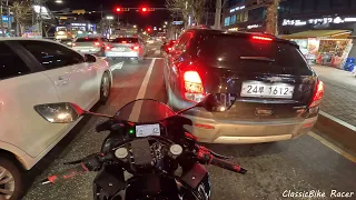Yamaha YZF-R3 City Ride Exhaust Sound (4K Moto Vlog) in Korea