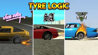 GTA : WHAT WILL HAPPEN TO TYRE IN EVERY GTA GAME !