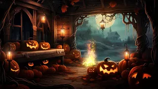 Lakeside Haunted House Halloween Ambience w/ Relaxing Spooky Sound, Crackling Fire Sound, Wave Sound