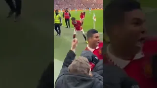 Casemiro Hug a Fans After won Manchester Derby