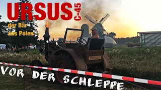 Ursus C45 vor der Schleppe mit MTS Belarus Lanz Bulldog und Unimog - Oldtimertreffen in Alt Schwerin