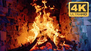 4K ULTRA HD Burning Fireplace on TV & Crackling Fire Sounds 🔥 3 HOURS of Relaxing Fireplace Sounds