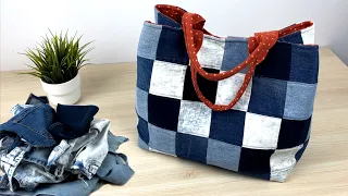 MADE A GREAT DENIM BAG! SUPER RECYCLING OF WASTE FROM JEANS!