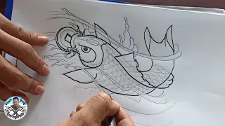 how to draw a koi fish tattoo-learn drawing koi fish for tattoo